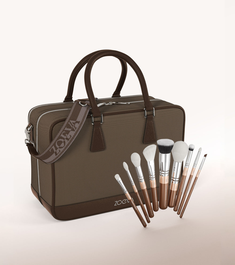 The Zoe Bag & The Complete Brush Set (Light Chocolate)